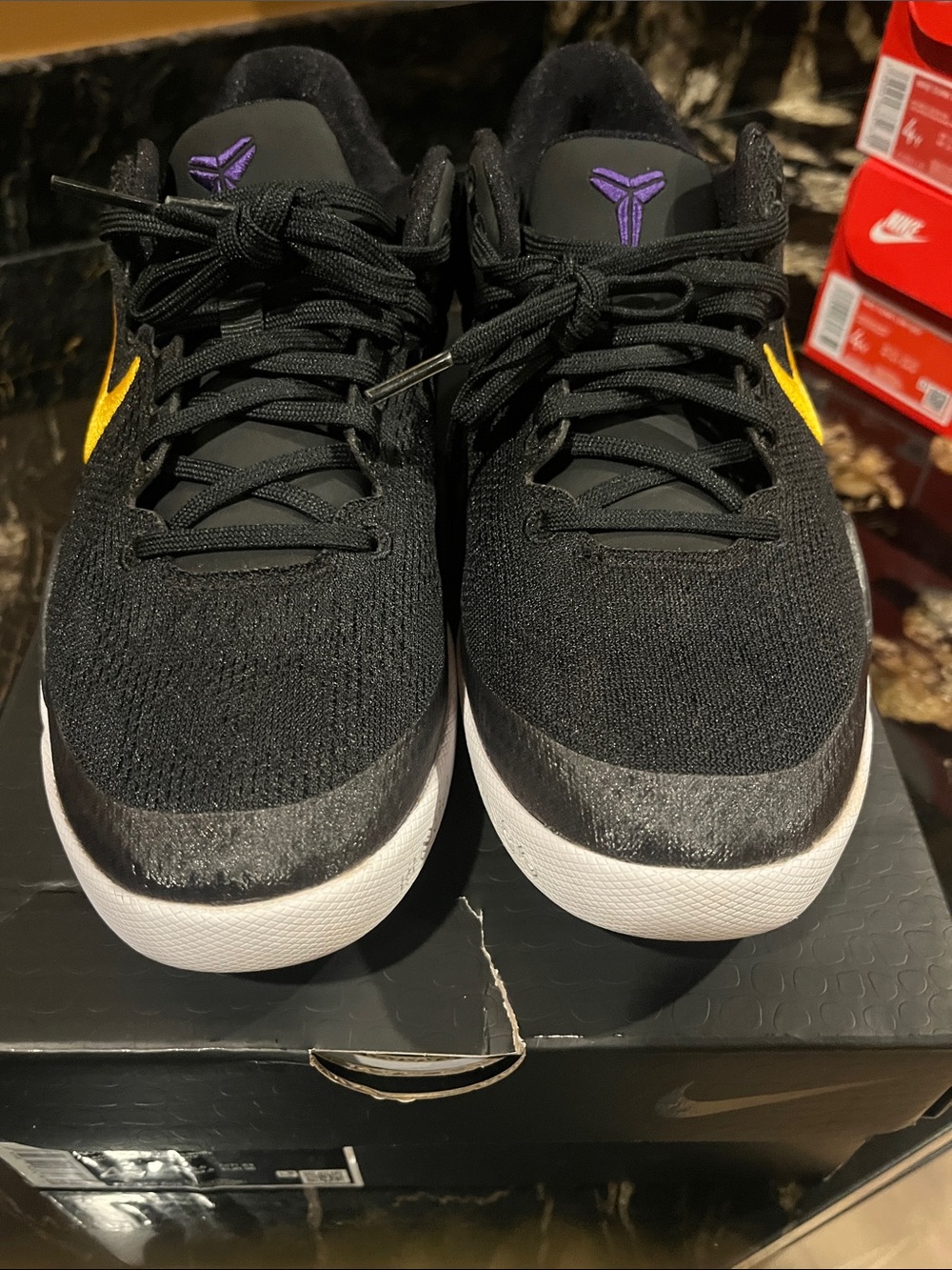 Nike Kids Sneakers - Black/Gold/White Kobe VIII GRADE school youth 4